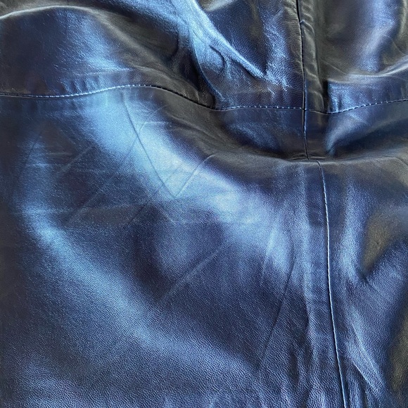 S.Oliver Leather skirt with stretch fabric sides | Dark Blue Size 8 - Picture 7 of 14